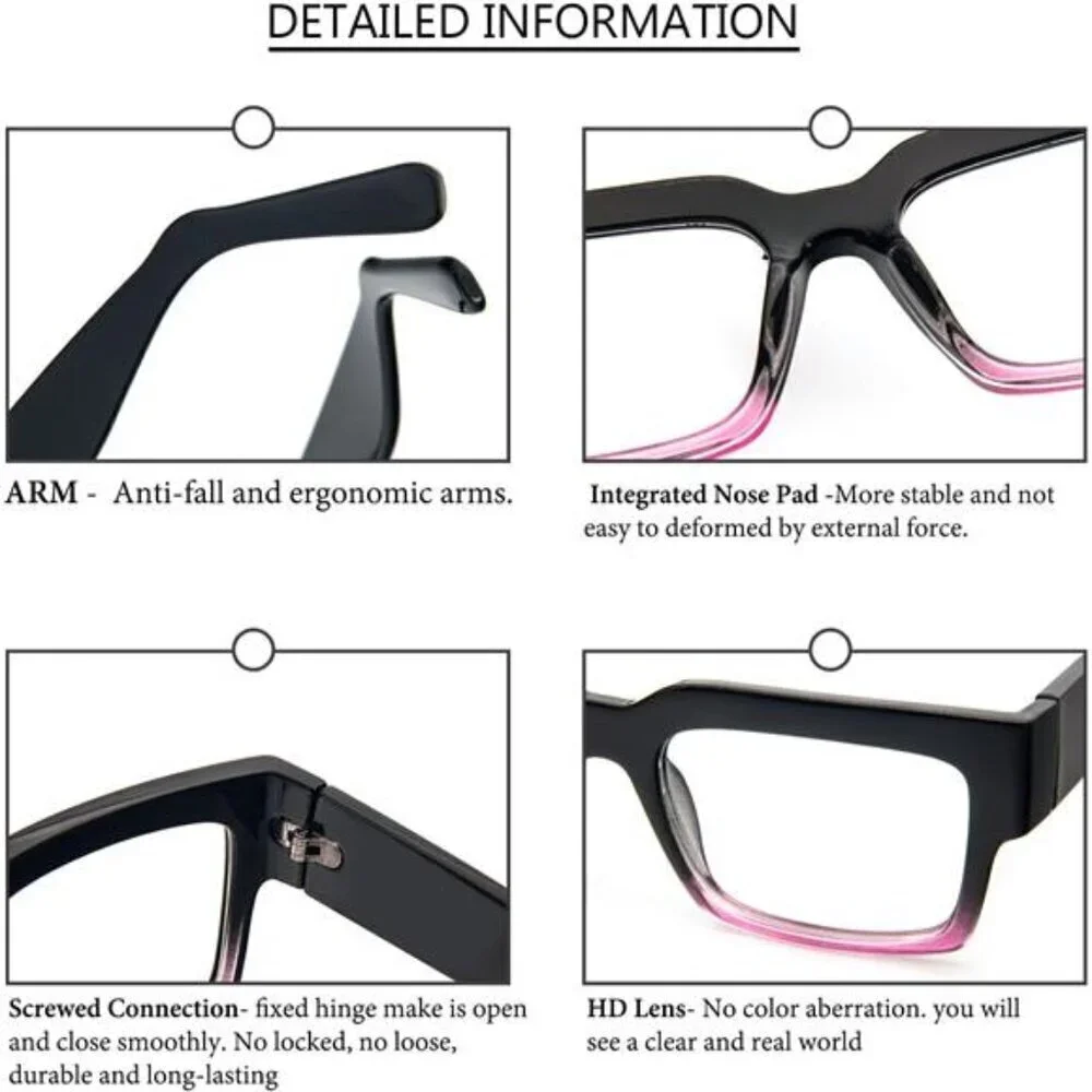 3-Pack Oversized Readers Trendy Thick Frames in Clear, Tortoise, and Black Ombre